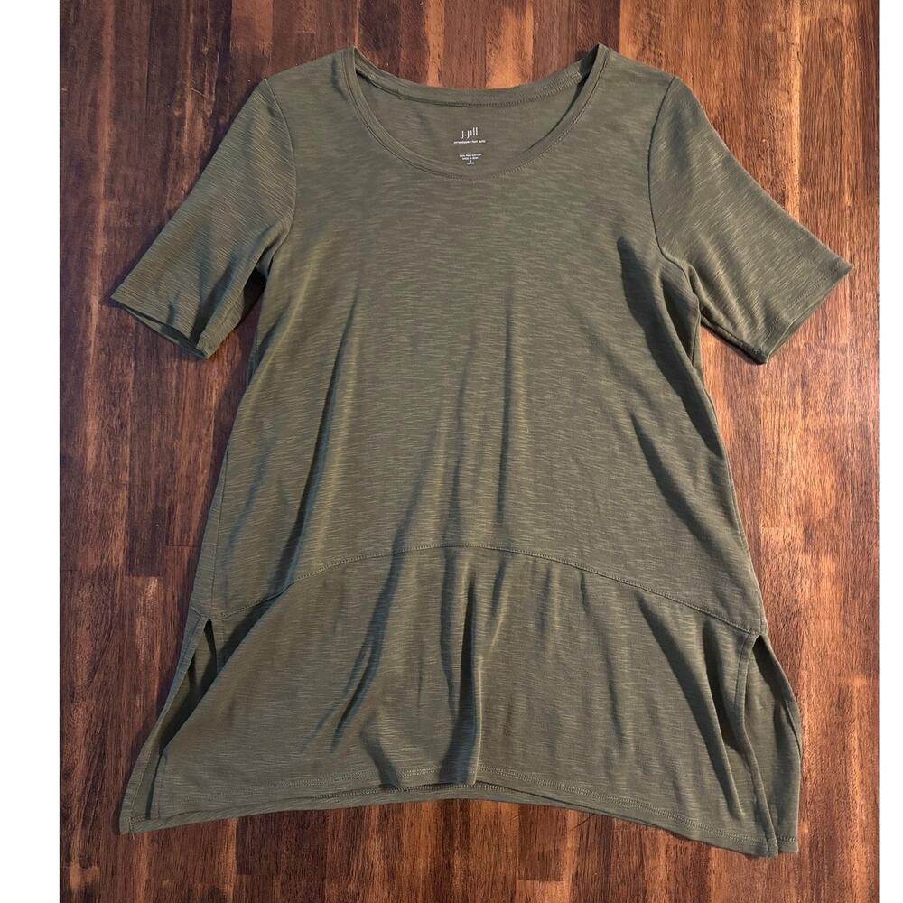J. Jill Women's Small Petite Pima Cotton Dipped Hem Tunic Short Sleeve Top